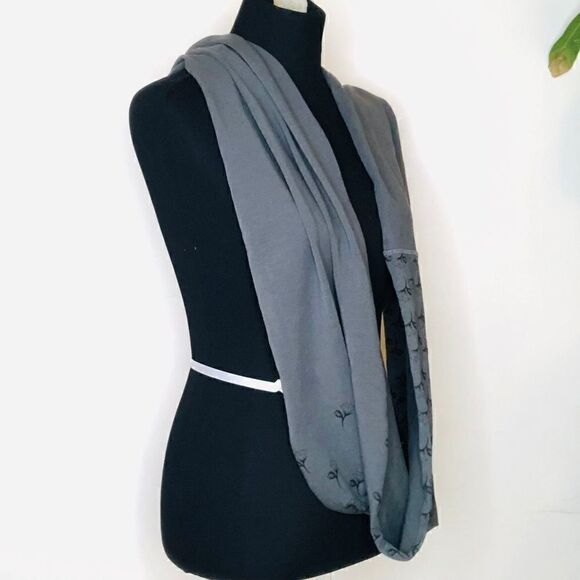 Infinity Jersey Scarf, Plaid Scarf Burlesque Red Grey, Set of (2) - Picture 4 of 8